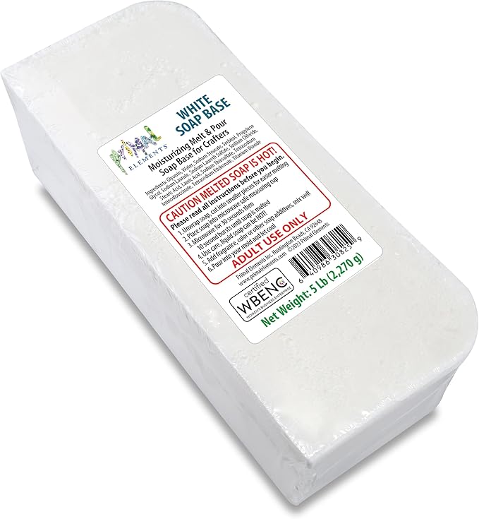 Primal Elements White Soap Base - Moisturizing Melt and Pour Glycerin Soap Base for Crafting and Soap Making, Vegan, Cruelty Free, Easy to Cut, Unscented - 5 Pound - Image 2